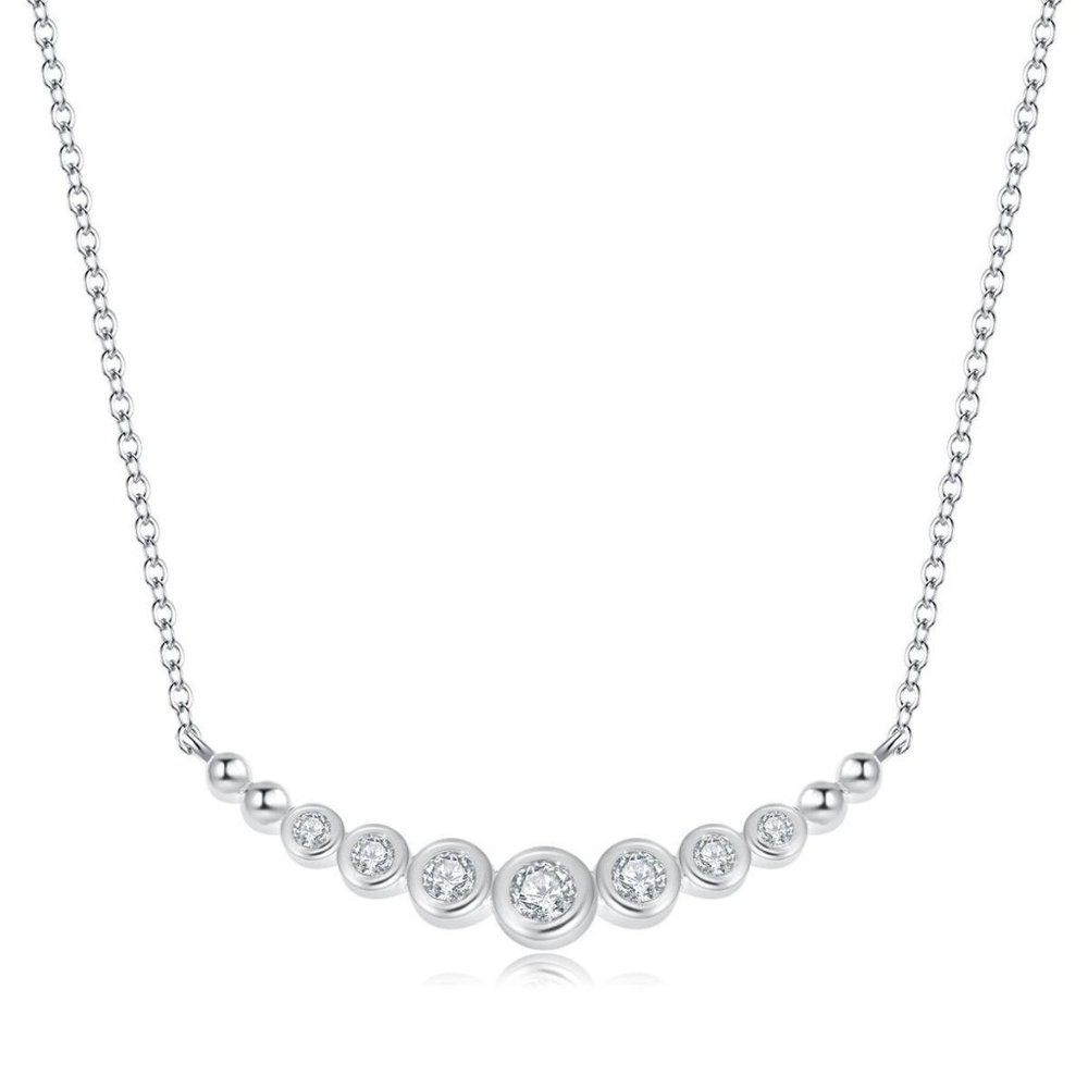Real Diamond Curved Style Necklace White Gold